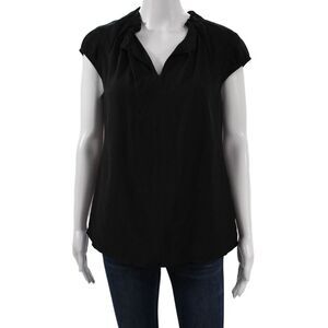 COMMA Womens Basic V Neck Sleeveless Black Viscose Blouse Size 36